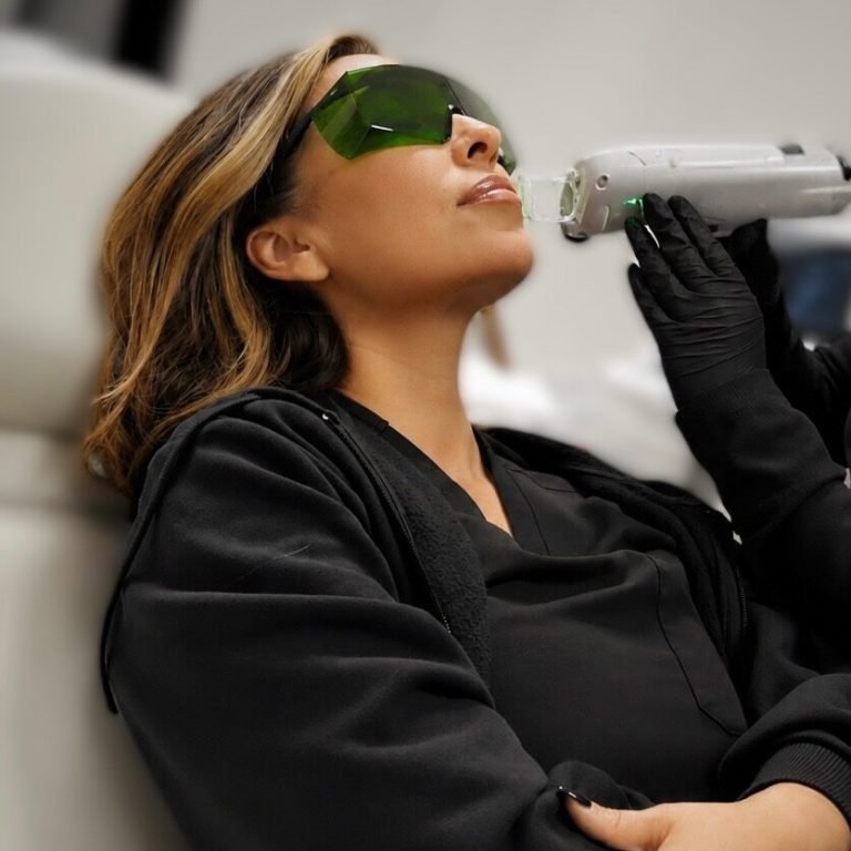 Patient receiving laser treatment